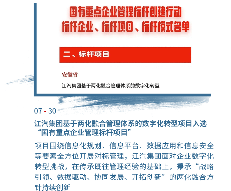 7月30日cmp冠军基于两化融合治理系统的数字化转型项目入选“国有重点企业治理标杆项目”